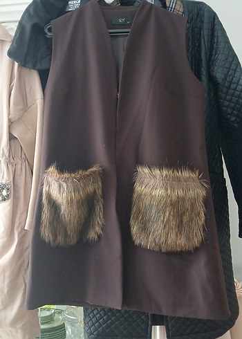 Kahverengi Kürklü Kadın Yelek - Görsel 5