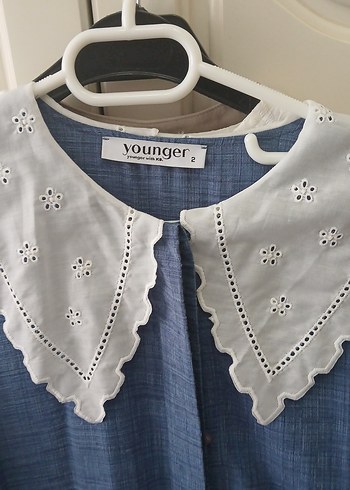 Kadriye baştürk uzun Kollu Mavi  Denim elbise - Görsel 2