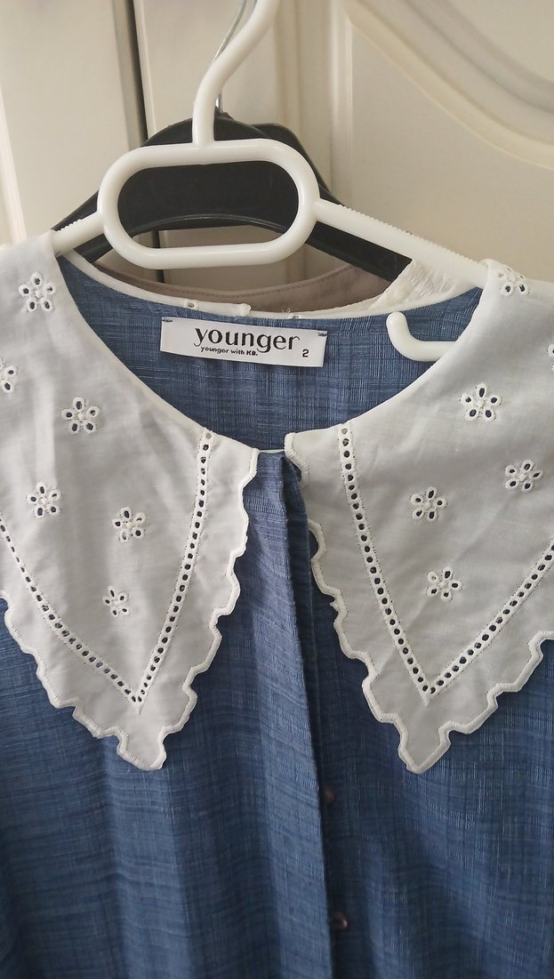 Kadriye baştürk uzun Kollu Mavi  Denim elbise - Görsel 2