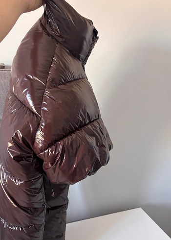 Zara Kadın Koyu Kahverengi Fermuarlı Kısa Mont - Görsel 5