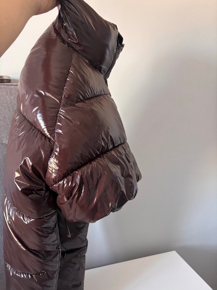 Zara Kadın Koyu Kahverengi Fermuarlı Kısa Mont - Görsel 5