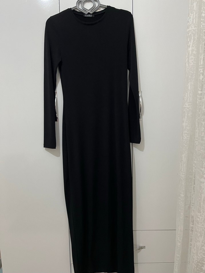 Siyah Uzun Kollu Fit Kesim Elbise - Görsel 2