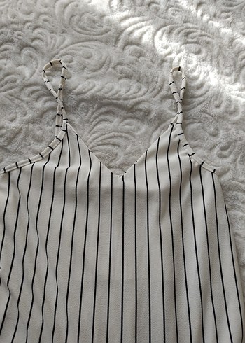 Çizgili Askılı Midi Kadın Tulum - Görsel 2