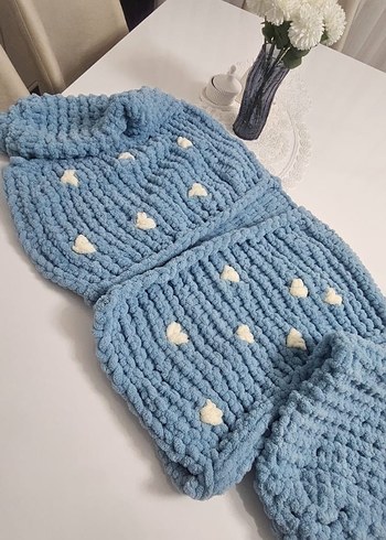 puffy Örgü Kadın Hırka, Rahat Kesim, Midi Boy - Görsel 2