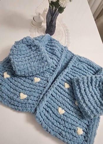 puffy Örgü Kadın Hırka, Rahat Kesim, Midi Boy - Görsel 3