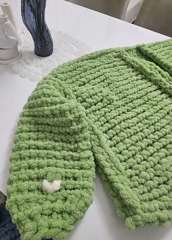 puffy ip el örgüsü  Hırka - Görsel 2