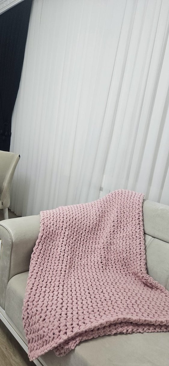 puffy ip el örgüsü TV battaniyesi - Görsel 2