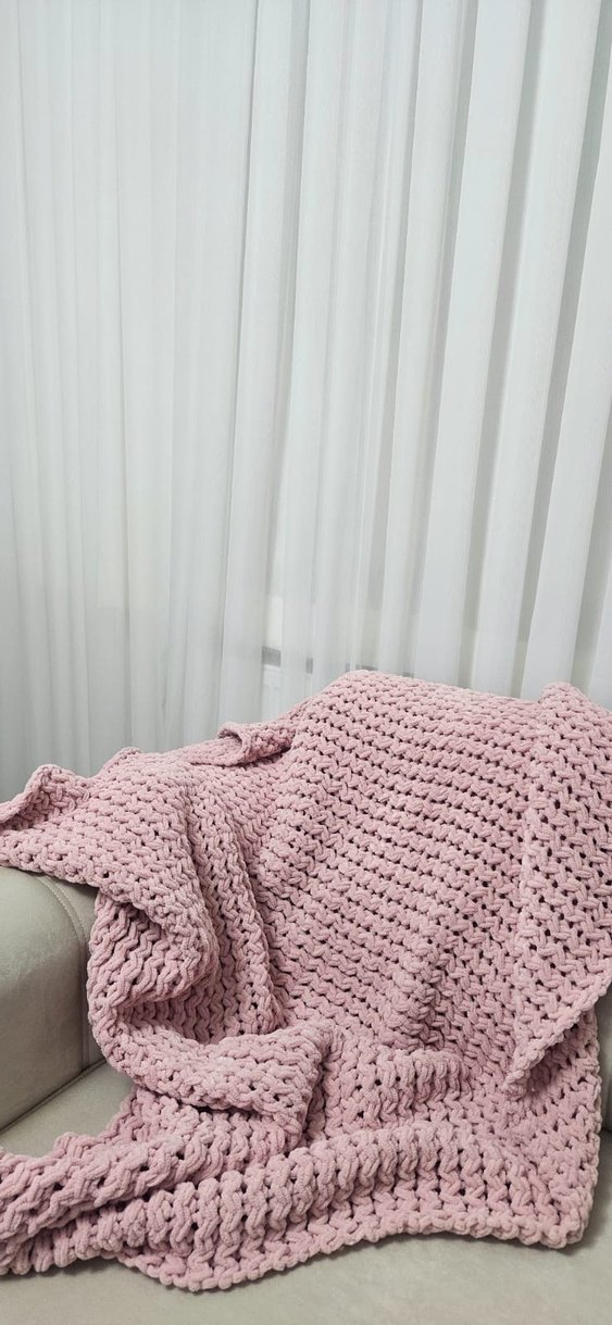 puffy ip el örgüsü TV battaniyesi - Görsel 3