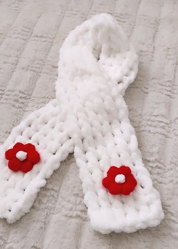 puffy çiçekli çocuk atkı - Görsel 2