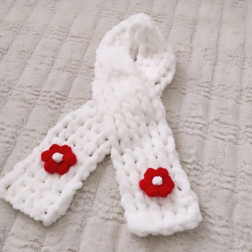 puffy çiçekli çocuk atkı - Görsel 2