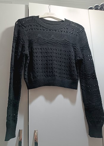 Siyah Örgü Kadın Kazak - Görsel 3