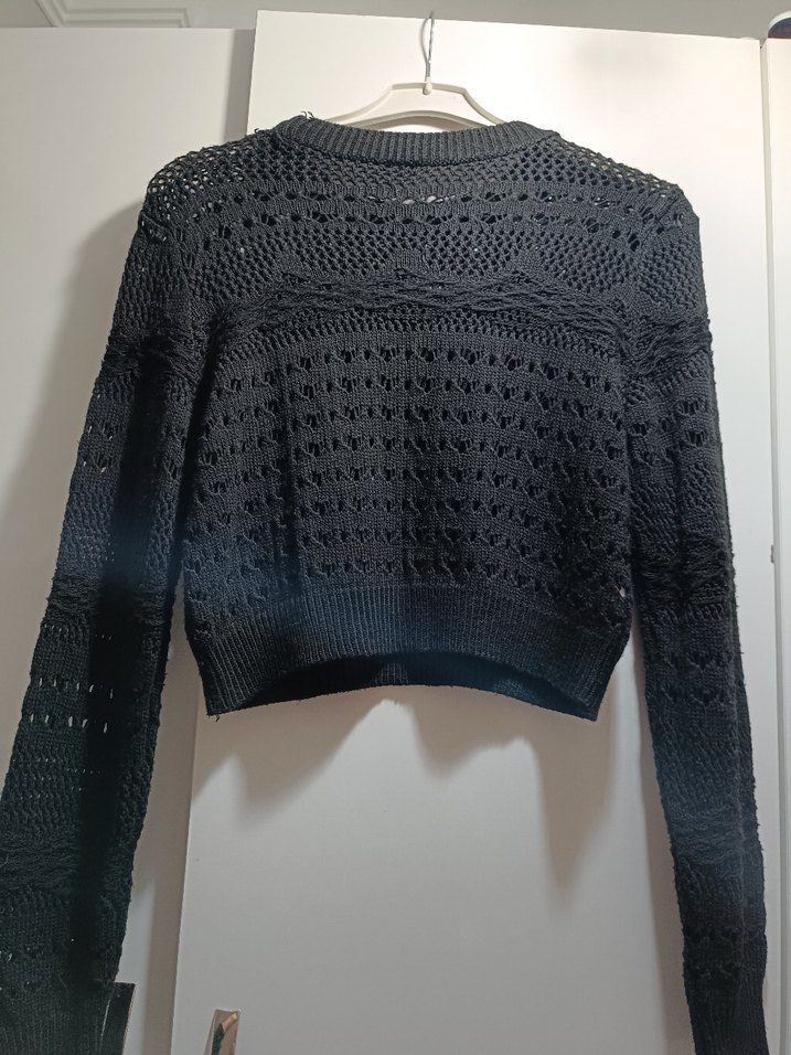 Siyah Örgü Kadın Kazak - Görsel 2