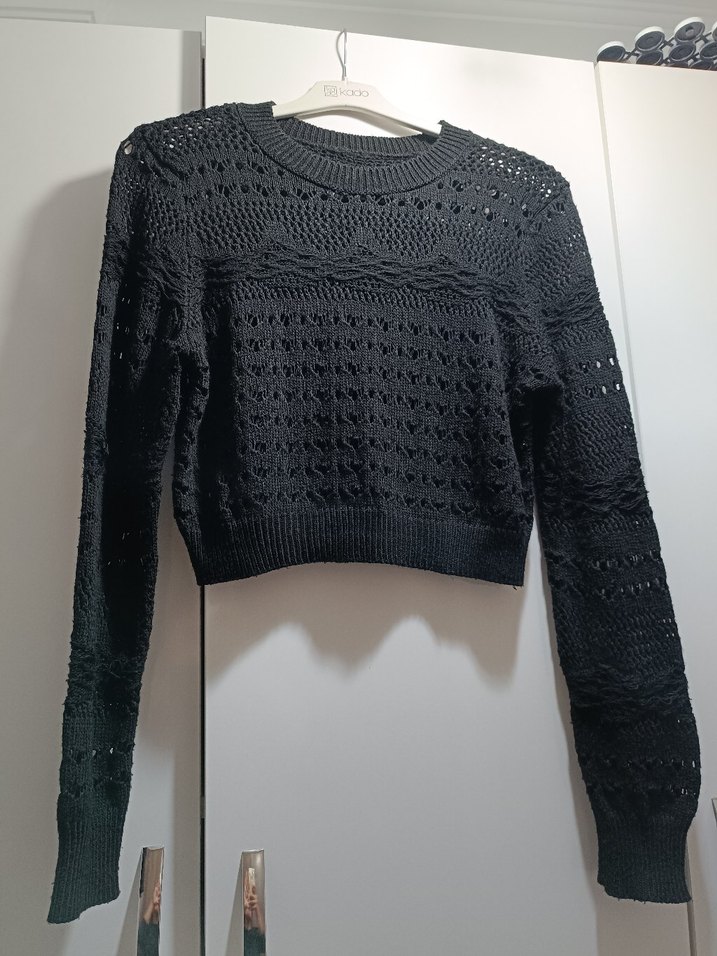 Siyah Örgü Kadın Kazak - Görsel 3