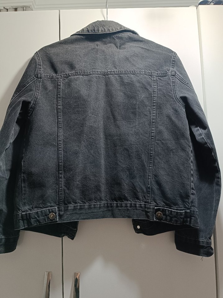 Gri Düğmeli Kadın Denim Ceket - Görsel 2