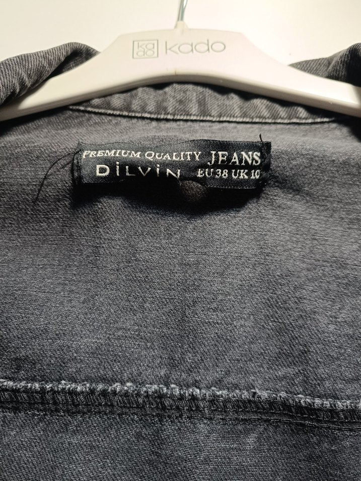 Gri Düğmeli Kadın Denim Ceket - Görsel 3