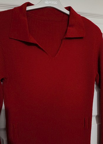 Kırmızı Triko Kadın Kazak - Görsel 3