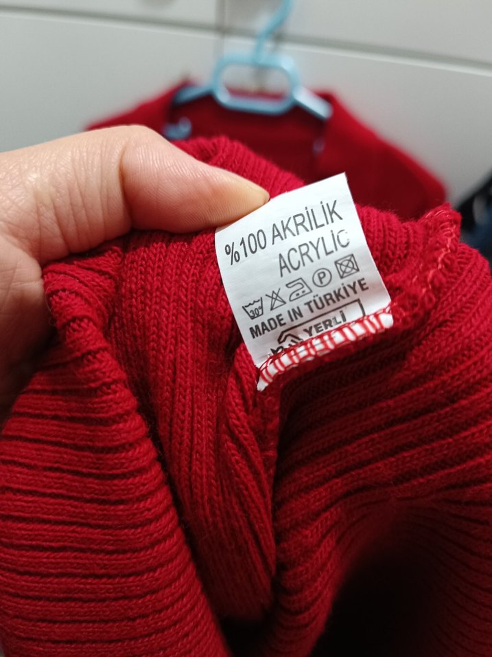 Kırmızı Triko Kadın Kazak - Görsel 4