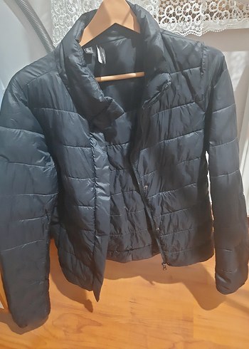 m Beden lacivert Renk Mango/Fermuarli ve Düğmeli Lacivert Kisa Baharlik Mont