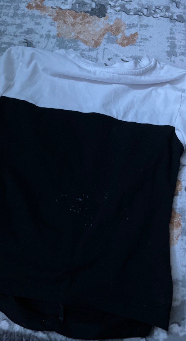 Beyaz Siyah Pamuklu Kısa Kollu Kadın Tişört - Görsel 2