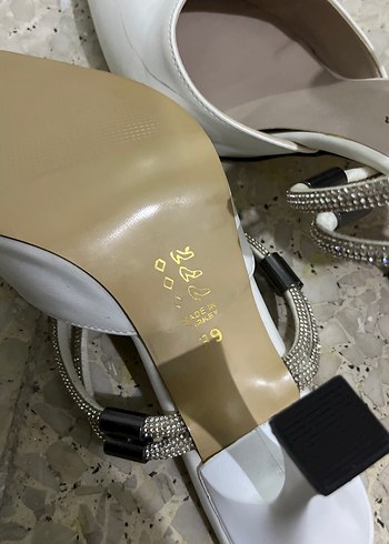 39 Beden Beyaz Stiletto Topuklu Düğün Ayakkabısı