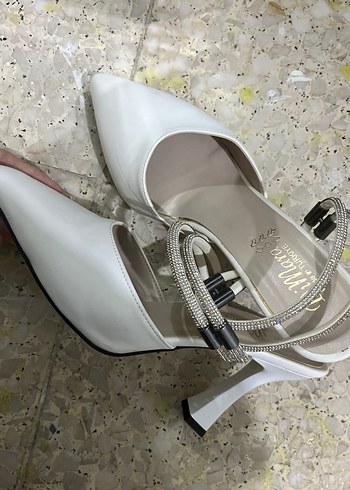 Diğer Beyaz Stiletto Topuklu Düğün Ayakkabısı