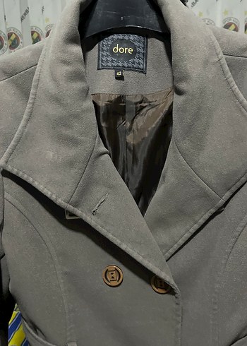 Gri Midi Boy Kemerli Kadın Kaban - Görsel 2