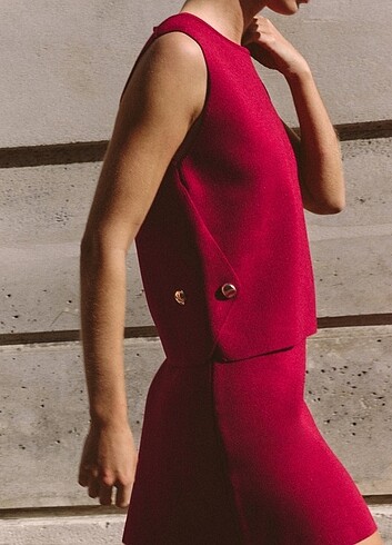 Zara ZARA yanları düğmeli örgü üst