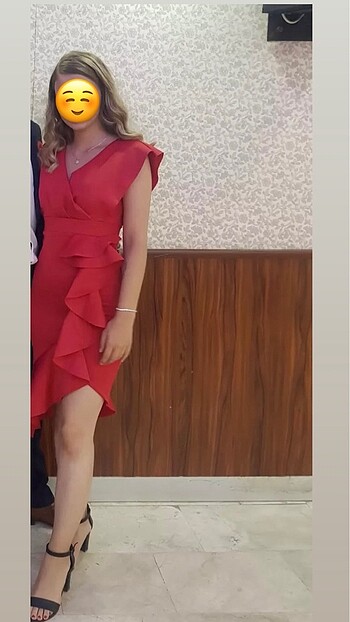 Kırmızı scuba kumaş elbise