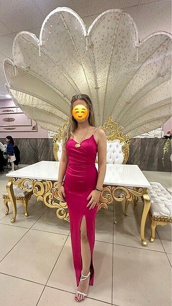 Pembe Scuba Kumaş Abiye