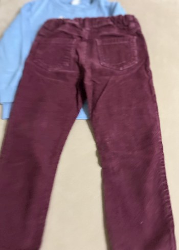 3-4 Yaş LCW Bordo Kot Pantolon ve Nakışlı Triko Kazak - Görsel 5