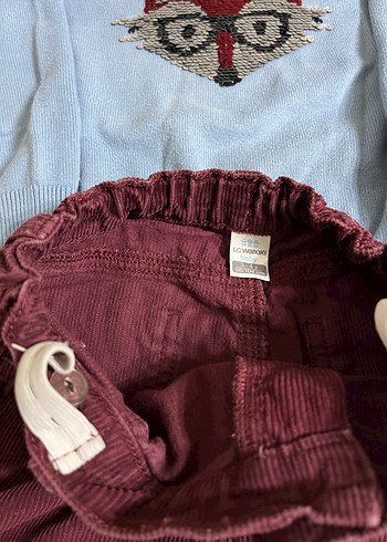 3-4 Yaş LCW Bordo Kot Pantolon ve Nakışlı Triko Kazak - Görsel 2