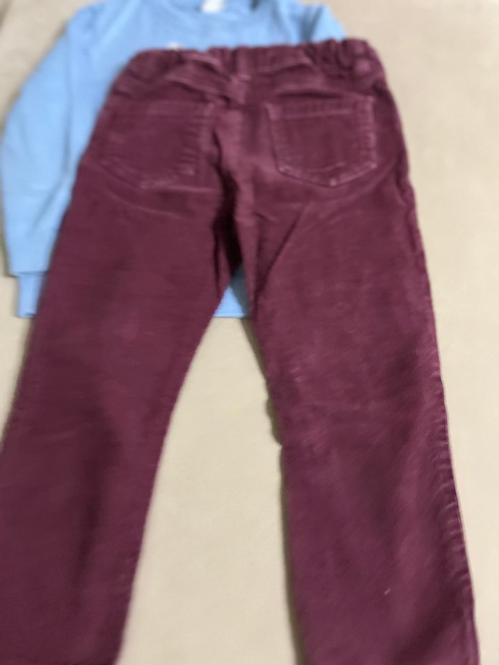 3-4 Yaş LCW Bordo Kot Pantolon ve Nakışlı Triko Kazak - Görsel 5