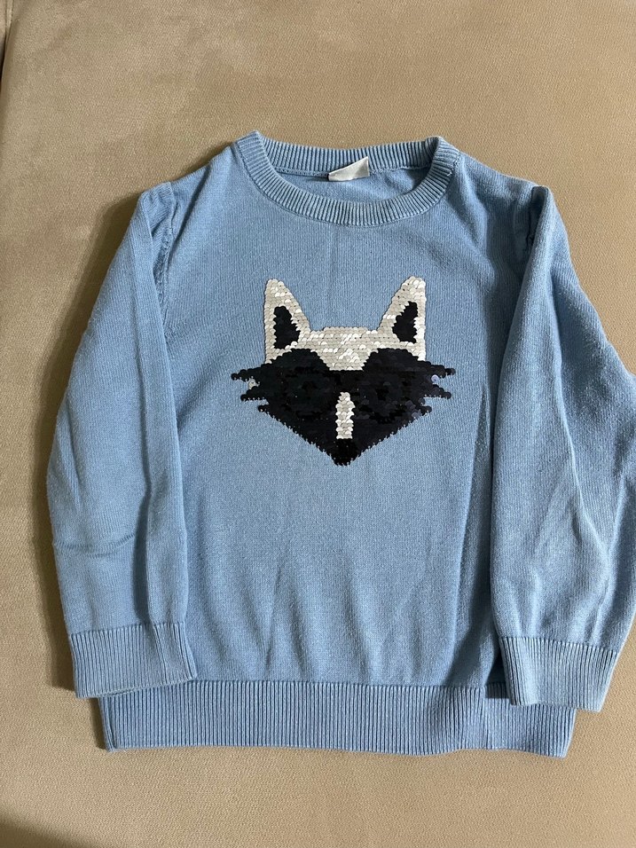 3-4 Yaş LCW Bordo Kot Pantolon ve Nakışlı Triko Kazak - Görsel 3