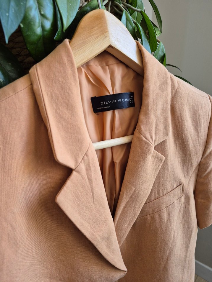 Camel Kısa Kollu Kadın Blazer Ceket - Görsel 2