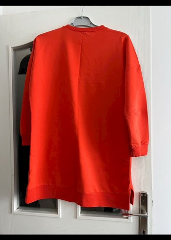 Kırmızı Gri Denim Detaylı Uzun Kollu Tunik - Görsel 4