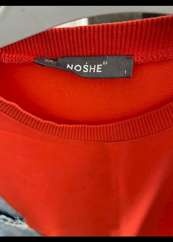 Kırmızı Gri Denim Detaylı Uzun Kollu Tunik - Görsel 3