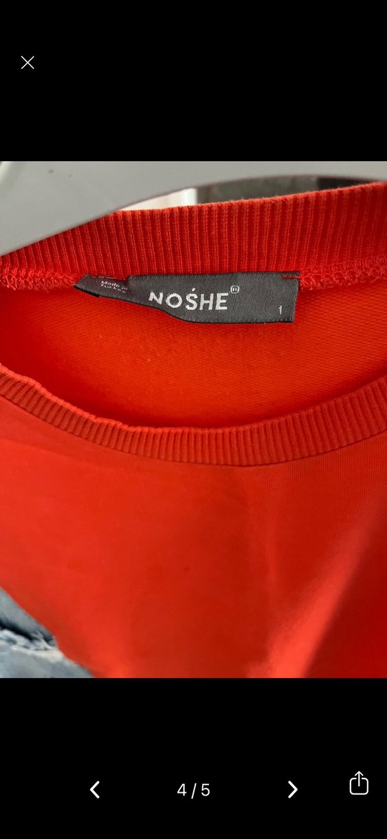 Kırmızı Gri Denim Detaylı Uzun Kollu Tunik - Görsel 3