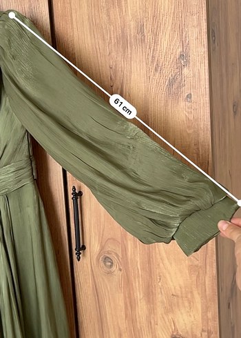 Kadın Haki Uzun Drapeli Elbise - Görsel 8