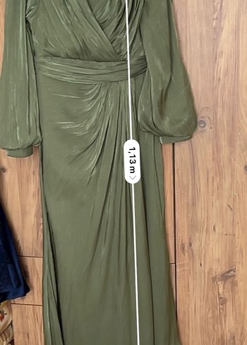 Kadın Haki Uzun Drapeli Elbise - Görsel 6