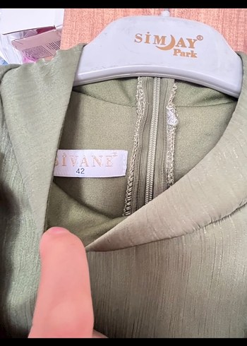 Kadın Haki Uzun Drapeli Elbise - Görsel 2