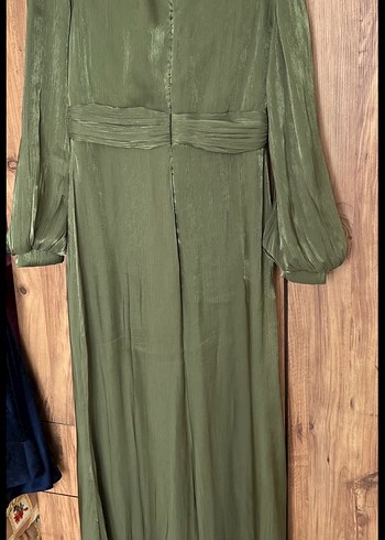 Kadın Haki Uzun Drapeli Elbise - Görsel 5