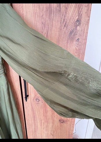 Kadın Haki Uzun Drapeli Elbise - Görsel 3