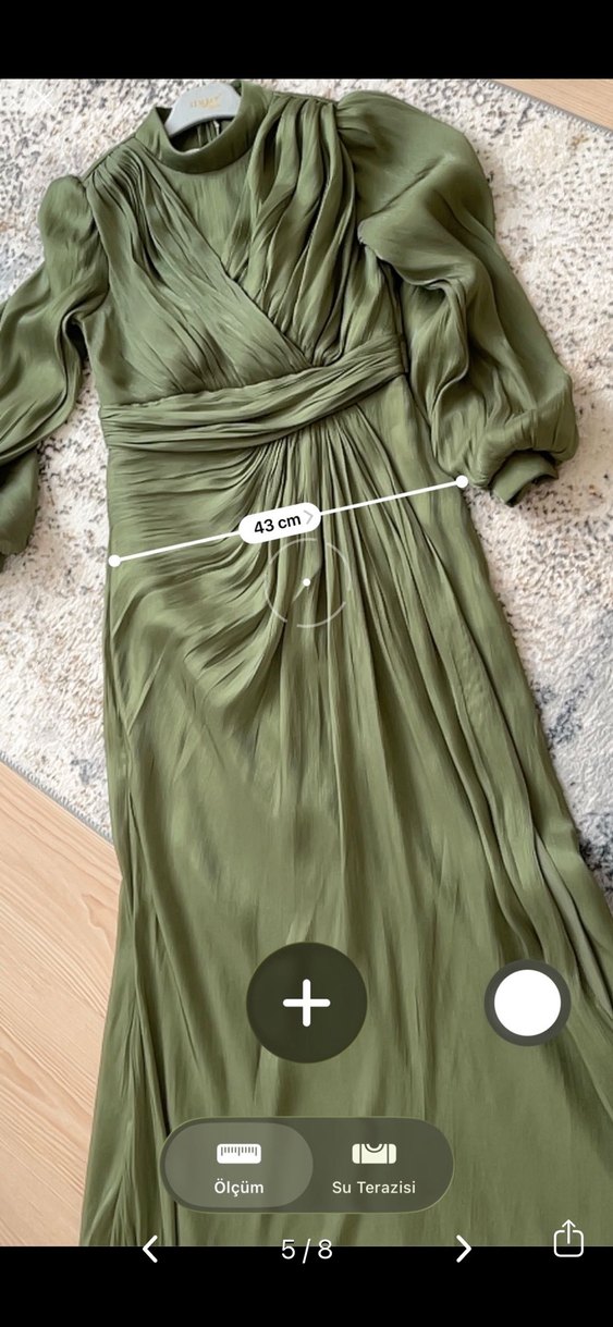 Kadın Haki Uzun Drapeli Elbise - Görsel 4