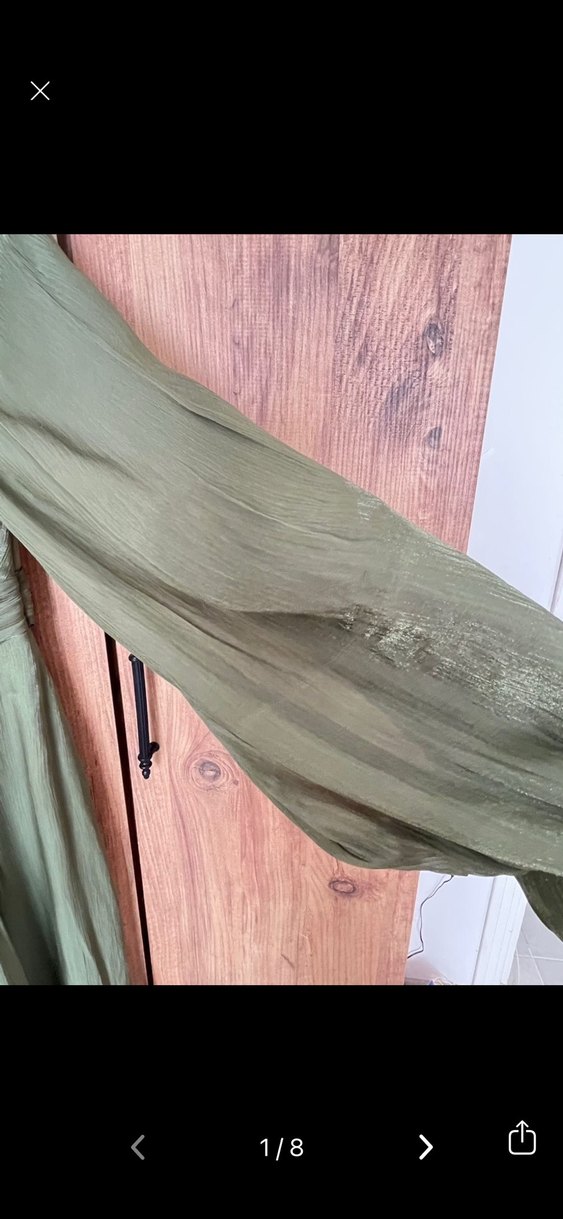 Kadın Haki Uzun Drapeli Elbise - Görsel 3