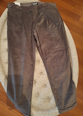 Düğmeli Kahverengi Süet Erkek Pantolon