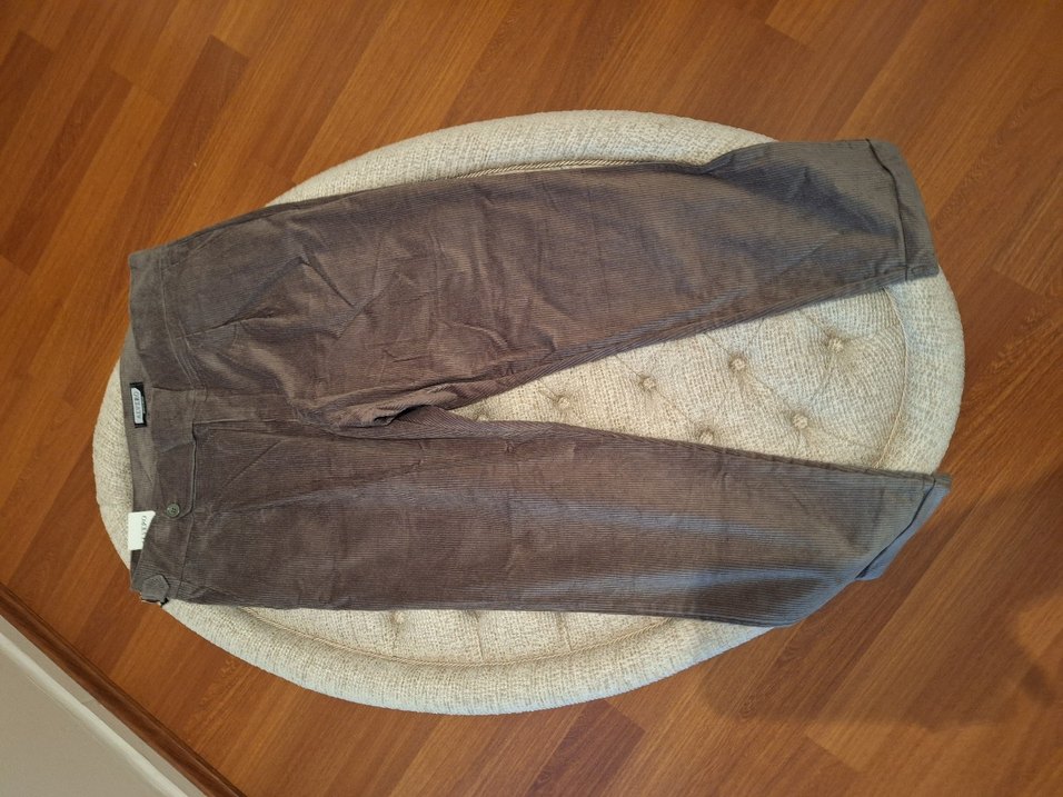 Düğmeli Kahverengi Süet Erkek Pantolon - Görsel 3