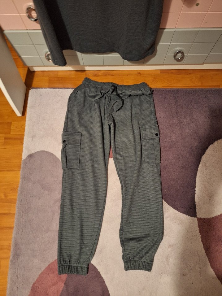 Gri Erkek Kısa Kollu Midi Takımı petek kumaş - Görsel 3