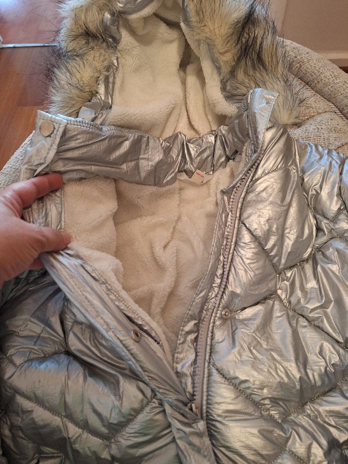 Gri Midi Kadın Kışlık Kürklü Mont - Görsel 2