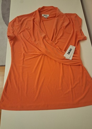 DKNY Turuncu Kruvaze Bluz
