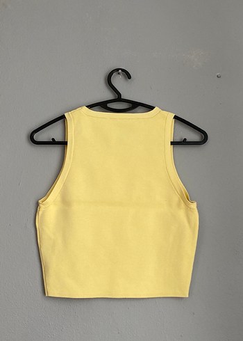 Zara Sarı Kısa Kollu Basic Kadın Atlet
